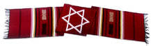 Load image into Gallery viewer, Hand Loomed Cotton Table Runner - Star of David on Red | NOVICA
