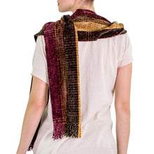 Load image into Gallery viewer, Rayon Chenille Scarf Woven by Hand - Warm Heart | NOVICA
