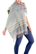 Load image into Gallery viewer, Handwoven Striped Cotton Shawl - Verdant Comalapa Breeze | NOVICA
