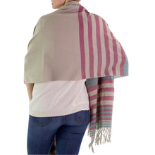 Load image into Gallery viewer, Handwoven Striped Cotton Shawl - Maroon Comalapa Breeze | NOVICA
