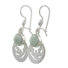 Load image into Gallery viewer, Fair Trade Jewelry Jade and Sterling Silver Earrings - Quetzal Patriot | NOVICA
