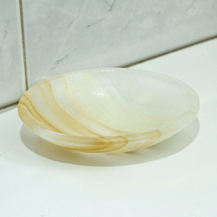 Striped Onyx Soap Dish Hand Crafted in Mexico - Clean Lines | NOVICA