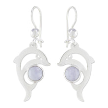 Load image into Gallery viewer, Handmade Silver Dolphin Earrings with Lilac Maya Jade - Lilac Dolphin | NOVICA
