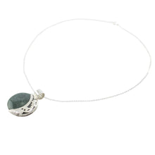 Load image into Gallery viewer, Eclipse Green Jade and Sterling Silver Pendant Necklace - Green Quetzal Eclipse | NOVICA

