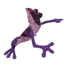Load image into Gallery viewer, Purple Hand Crafted Alebrije Style Frog Figurine Sculpture - Purple Dancing Frog | NOVICA
