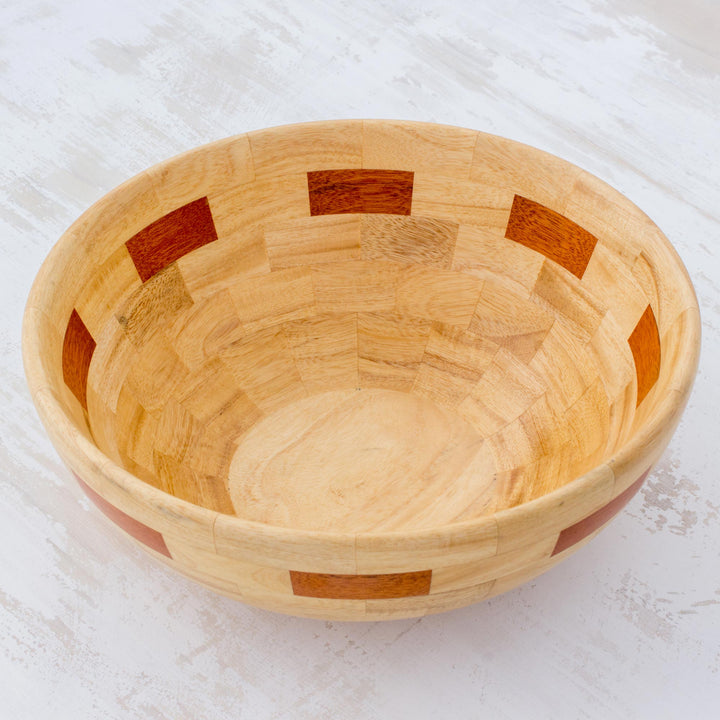 Mahogany and Palo Blanco Wood Bowl Crafted by Hand - Segments | NOVICA