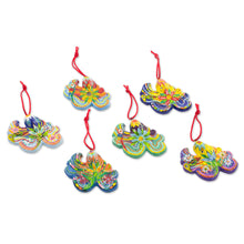 Load image into Gallery viewer, Handcrafted Ceramic Octopus Ornaments (Set of 6) - Floral Octopus | NOVICA
