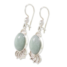Load image into Gallery viewer, Light Green Jade Oval Dangle Earrings from Guatemala - Siren Song in Light Green | NOVICA

