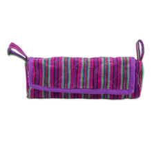 Load image into Gallery viewer, Handwoven Striped 100% Cotton Jewelry Case from Guatemala - Amethyst Berry | NOVICA
