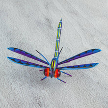 Load image into Gallery viewer, Handcrafted Blue Copal Wood Dragonfly Sculpture from Mexico - Sweet Freedom in Blue | NOVICA
