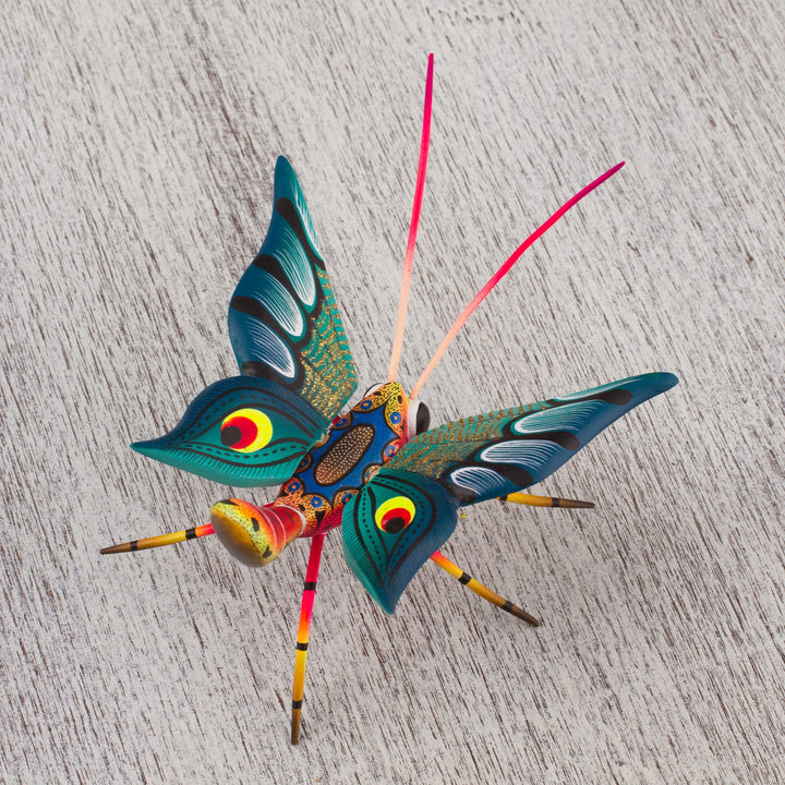 Hand-Painted Wood Alebrije Butterfly Sculpture from Mexico - Holy Butterfly | NOVICA