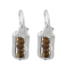 Load image into Gallery viewer, Fine Silver and Tiger&#39;s Eye Dangle Earrings from Guatemala - Beauty Without End | NOVICA
