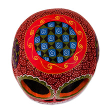 Load image into Gallery viewer, Mexican Hand Painted Terracotta Hue Wooden Skull Figurine - Death and Folklore | NOVICA
