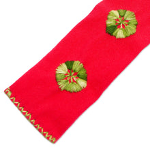 Load image into Gallery viewer, Red Hand Woven Cotton Bookmark with Embroidery - Storyteller | NOVICA
