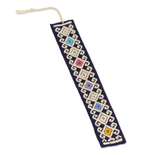 Load image into Gallery viewer, Handwoven Multi-Color Embroidered Cotton Bookmark - Star Garden | NOVICA
