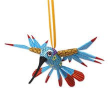 Load image into Gallery viewer, Handcrafted Copal Wood Alebrije Bird Ornament - Hummingbird Song | NOVICA
