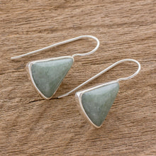 Load image into Gallery viewer, Apple Green Triangular Jade Earrings from Guatemala - Apple Green Mayan Triangles | NOVICA
