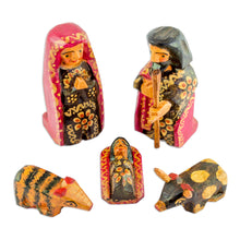 Load image into Gallery viewer, Eight Piece Pinewood Nativity Scene from Guatemala - Promised King | NOVICA
