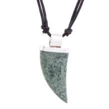 Load image into Gallery viewer, Green Jade Tusk Pendant Necklace from Guatemala - Wide Tusk in Green | NOVICA
