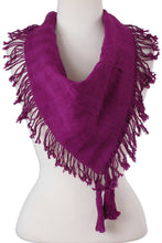 Load image into Gallery viewer, Handwoven Square Cotton Scarf in Mulberry from Mexico - Mulberry Stripes | NOVICA
