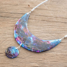 Load image into Gallery viewer, Modern Recycled Glass Pendant Necklace from Costa Rica - The Cosmos | NOVICA
