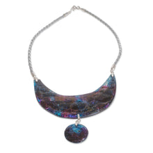 Load image into Gallery viewer, Modern Recycled Glass Pendant Necklace from Costa Rica - The Cosmos | NOVICA
