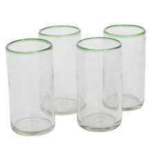 Load image into Gallery viewer, Set of Four Handblown Recycled Glass Tumblers in Green - Green Mountain | NOVICA
