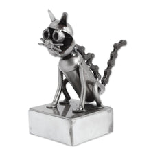 Load image into Gallery viewer, Upcycled Metal Auto Part Cat Sculpture from Mexico - Sitting Cat | NOVICA

