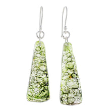 Load image into Gallery viewer, Recycled CD Dangle Earrings in Green from Guatemala - Peaceful Life in Green | NOVICA
