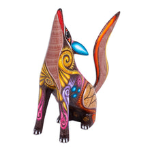 Load image into Gallery viewer, Colorful Copal Wood Alebrije Coyote Figurine from Mexico - Mystical Coyote | NOVICA
