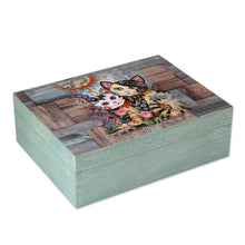 Load image into Gallery viewer, Cat-Themed Decoupage Wood Decorative Box from Mexico - Floral Cats | NOVICA
