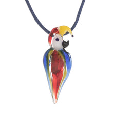 Load image into Gallery viewer, Handblown Glass Macaw Pendant Necklace from Costa Rica - Beautiful Macaw | NOVICA
