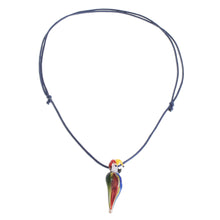 Load image into Gallery viewer, Handblown Glass Macaw Pendant Necklace from Costa Rica - Beautiful Macaw | NOVICA
