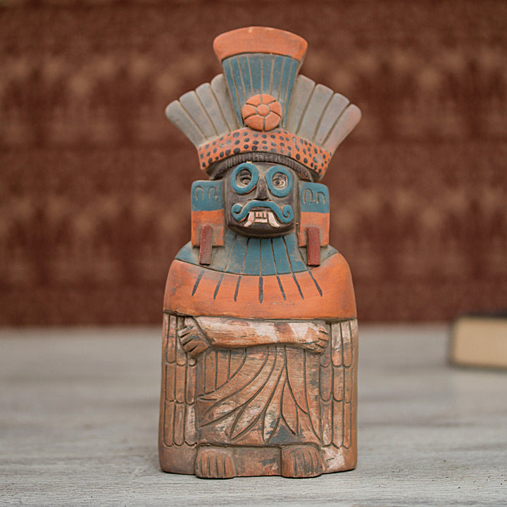 Rustic Ceramic Sculpture of Tlaloc from Mexico - Mighty Tlaloc | NOVICA