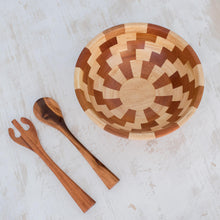 Load image into Gallery viewer, Palo Blanco and Caoba Wood Salad Bowl and Spoons - Home Freshness | NOVICA
