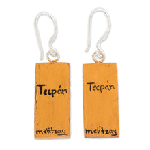 Load image into Gallery viewer, Huipil-Inspired Wood Dangle Earrings from Guatemala - Tecpan Marvels | NOVICA
