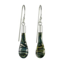Load image into Gallery viewer, Costa Rica Artisan Crafted Art Glass Earrings with Silver - Cool Vortex | NOVICA
