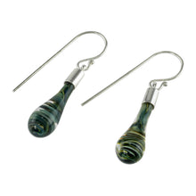 Load image into Gallery viewer, Costa Rica Artisan Crafted Art Glass Earrings with Silver - Cool Vortex | NOVICA

