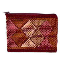 Load image into Gallery viewer, Handwoven Beige and Brown Cotton Coin Purse from Mexico - Dusty Rose Diamonds | NOVICA
