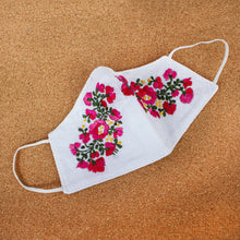 Load image into Gallery viewer, Hand Embroidered Reusable Cotton Mask from Mexico - Rose Garden | NOVICA
