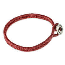 Load image into Gallery viewer, Red Macrame Wristband Bracelet - Far Reaches | NOVICA
