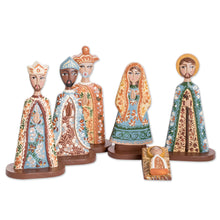 Load image into Gallery viewer, Nicaraguan 7-Piece Handcrafted Cedar Nativity Scene - A Midnight Clear | NOVICA
