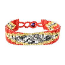 Load image into Gallery viewer, Hand Crafted Glass Beaded Bracelet - Banner in Red | NOVICA

