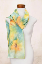 Load image into Gallery viewer, Hand-painted Floral Cotton Scarf from Costa Rica - Sunflower | NOVICA
