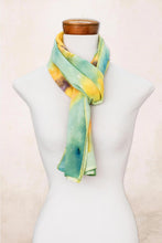 Load image into Gallery viewer, Hand-painted Floral Cotton Scarf from Costa Rica - Sunflower | NOVICA
