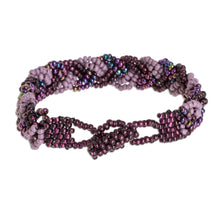 Load image into Gallery viewer, Hand Crafted Purple Bead Bracelet - Braided Plum | NOVICA
