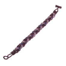 Load image into Gallery viewer, Hand Crafted Purple Bead Bracelet - Braided Plum | NOVICA
