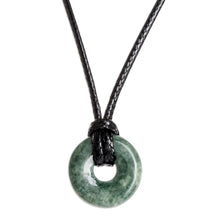 Load image into Gallery viewer, Adjustable Circular Dark Green Jade Necklace from Guatemala - Circle of Love in Dark Green | NOVICA
