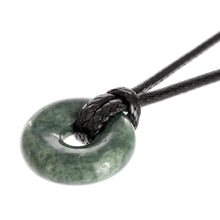 Load image into Gallery viewer, Adjustable Circular Dark Green Jade Necklace from Guatemala - Circle of Love in Dark Green | NOVICA
