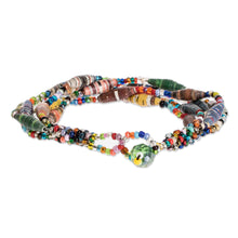 Load image into Gallery viewer, Multicolored Paper Beaded Bracelet - Bonds of Friendship  | NOVICA
